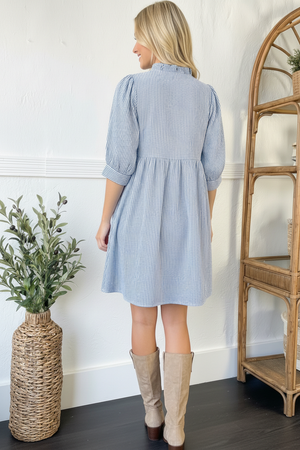 Sunday Stroll Blue Pin Stripe Dress