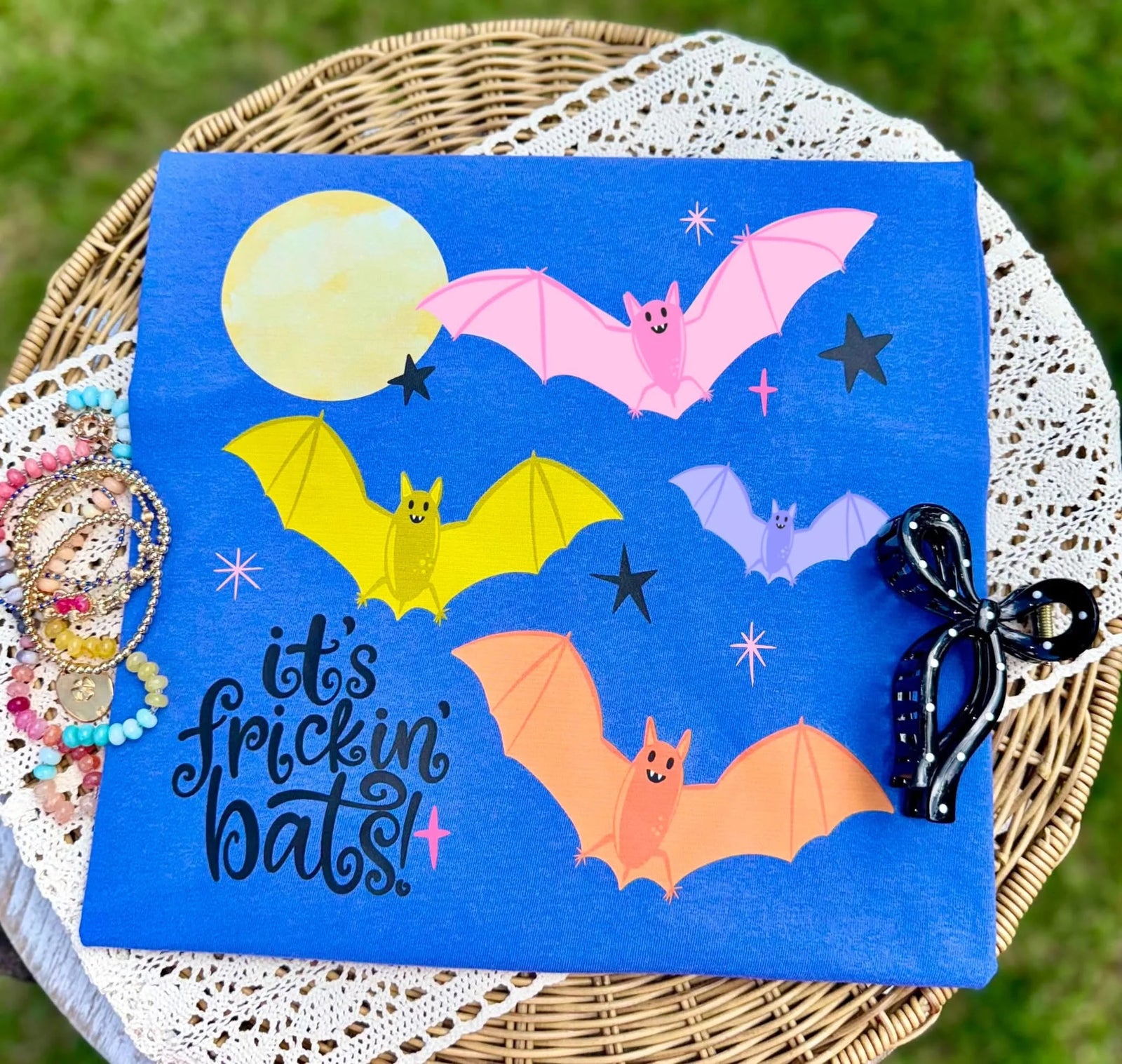 Frickin Bats Tee: Flo Blue