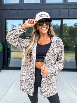 PREORDER Destination Cloud Ribbed Shacket: Duck Camo