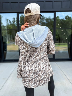 PREORDER Destination Cloud Ribbed Shacket: Duck Camo