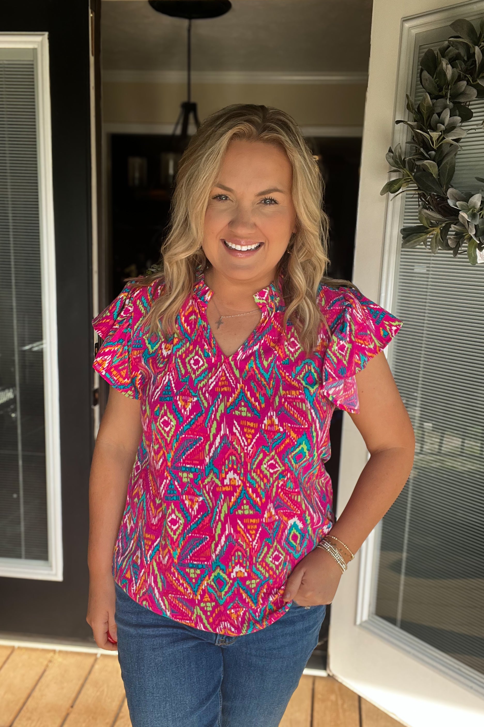 Bold Moves Top: Fuchsia Multi