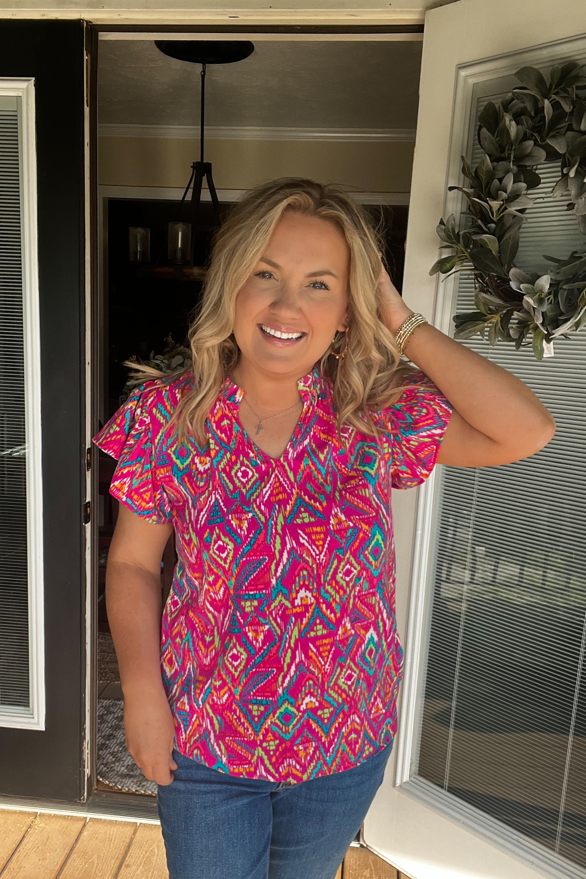 Bold Moves Top: Fuchsia Multi