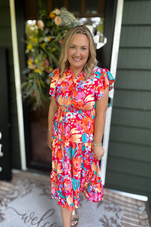 The Coral Coast Midi Dress: Multi