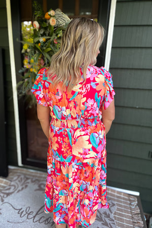 The Coral Coast Midi Dress: Multi