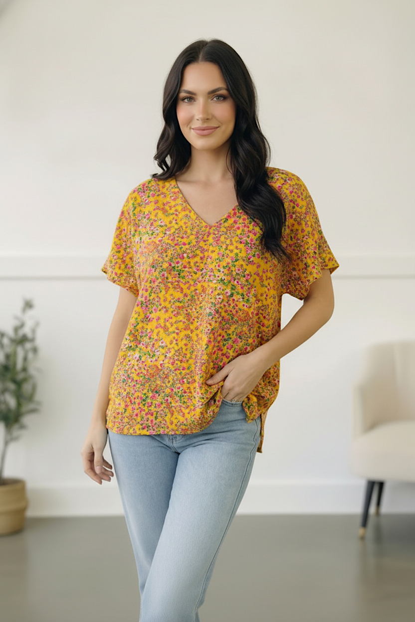 Sunlit Meadow Floral Top