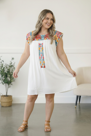 Fiesta Bloom Embroidered Dress