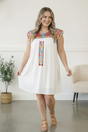 Fiesta Bloom Embroidered Dress