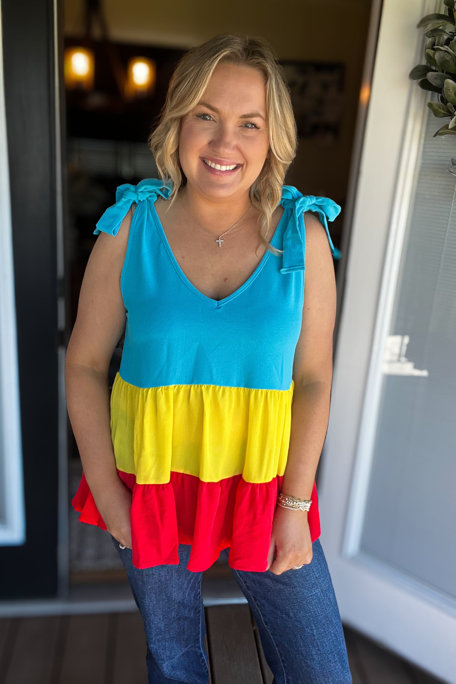 Sweet & Sassy Top: Aqua Multi