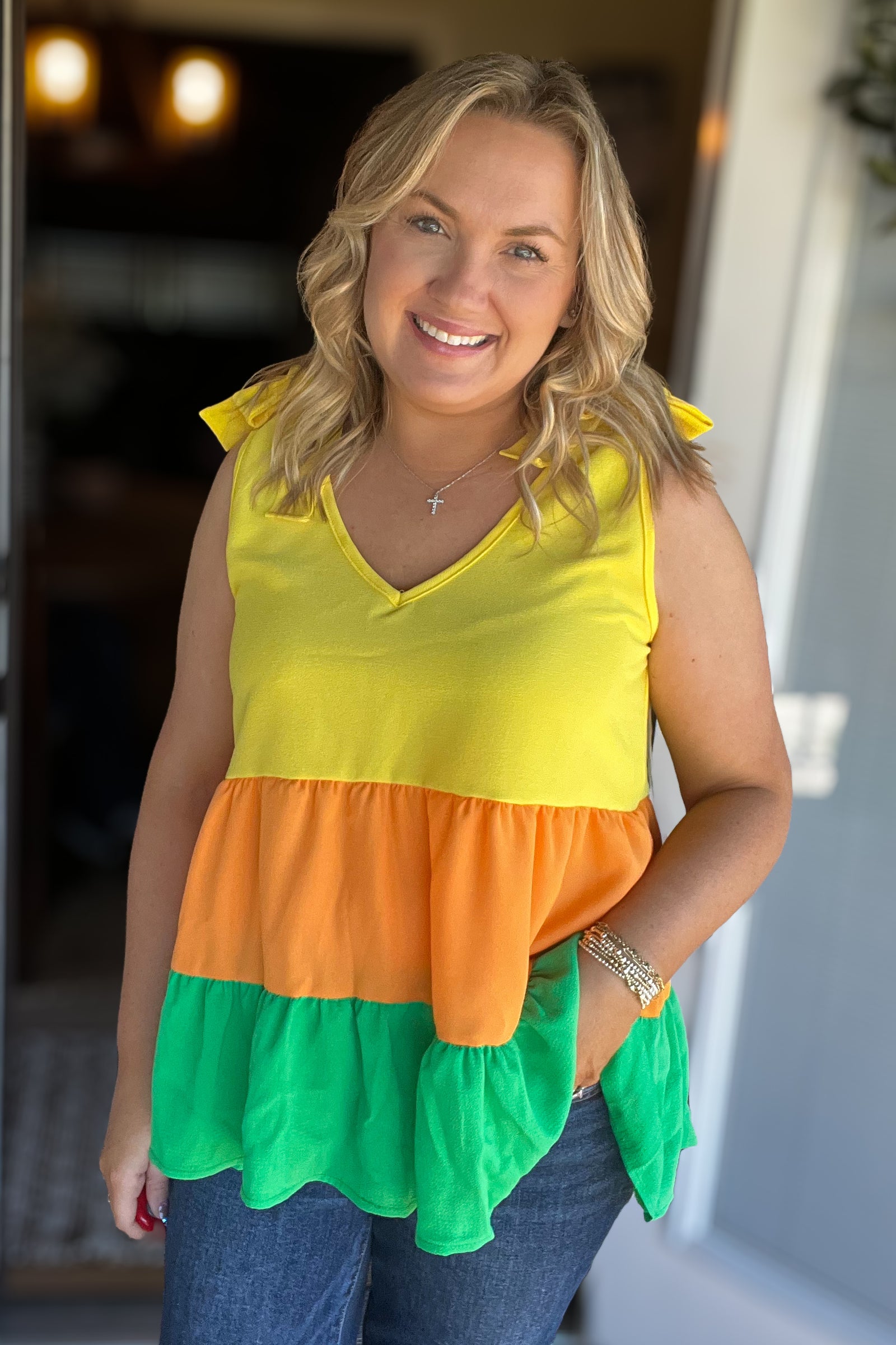 Sweet and Sassy Top: Tangerine Multi