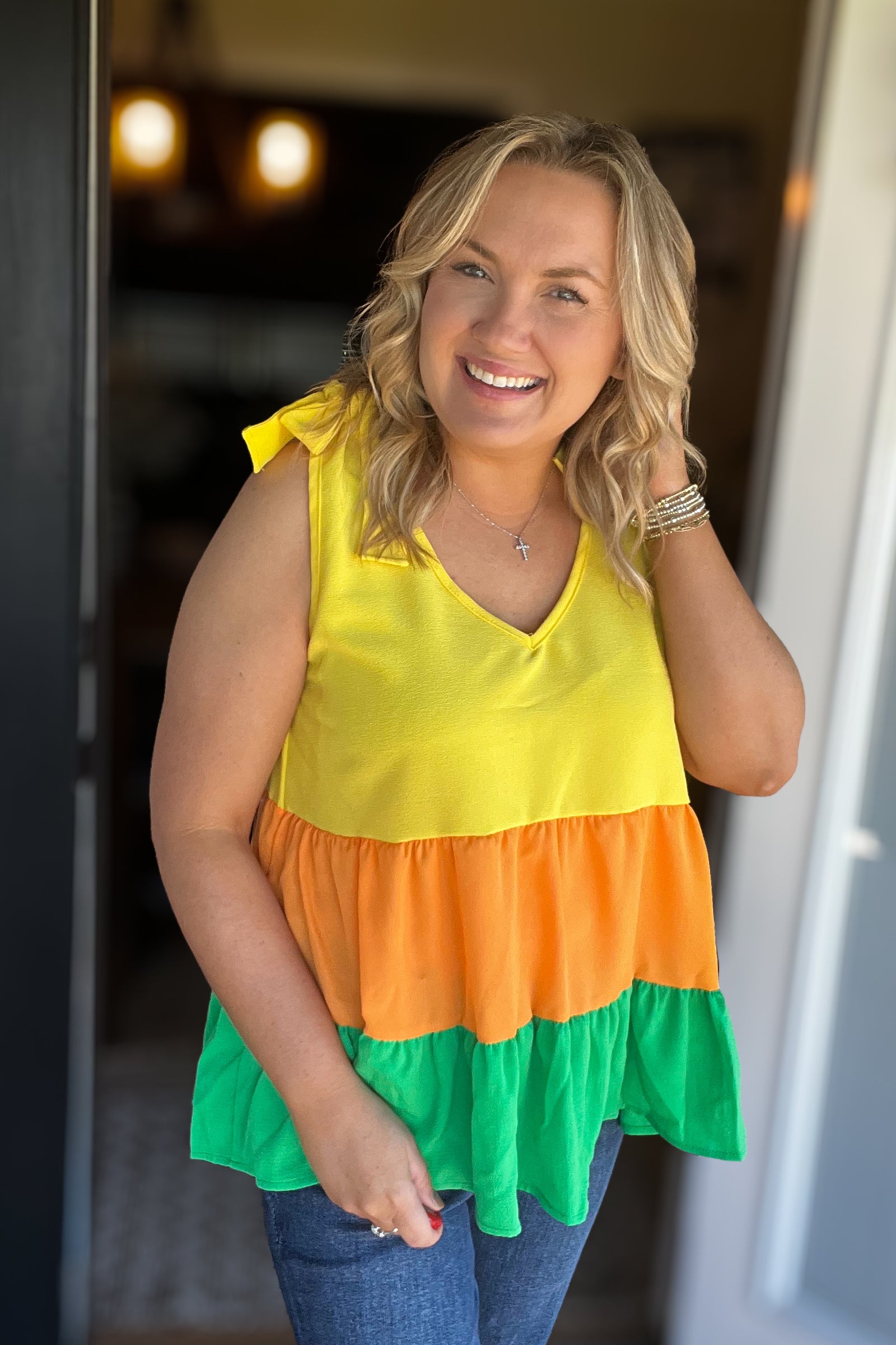 Sweet and Sassy Top: Tangerine Multi