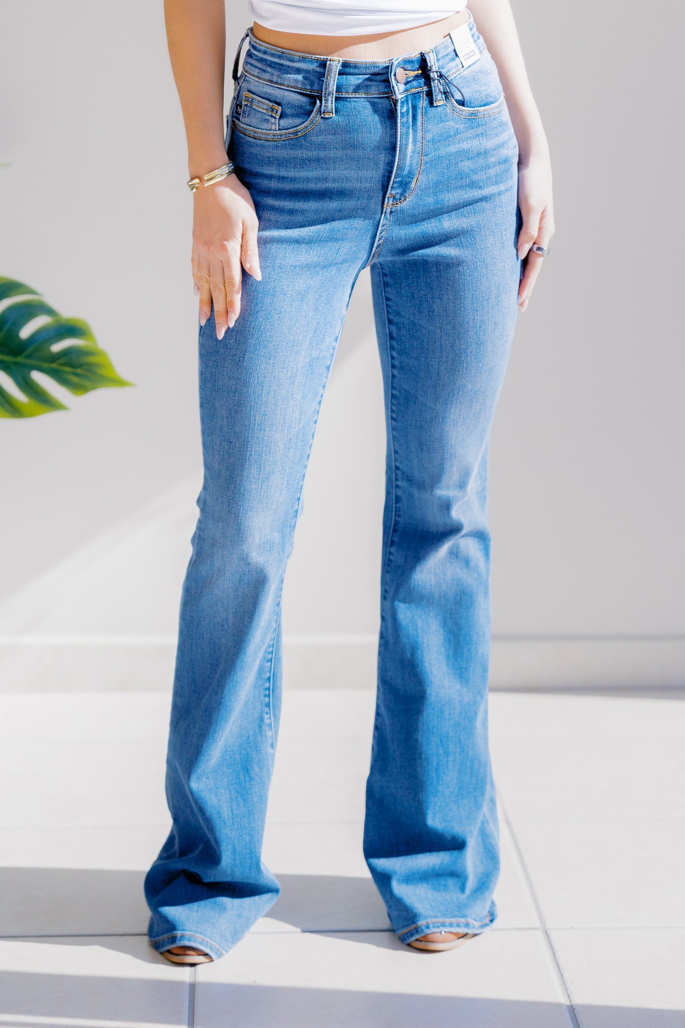 Jordan Judy Blue Flares: Medium Wash