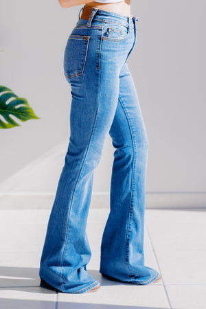 Jordan Judy Blue Flares: Medium Wash