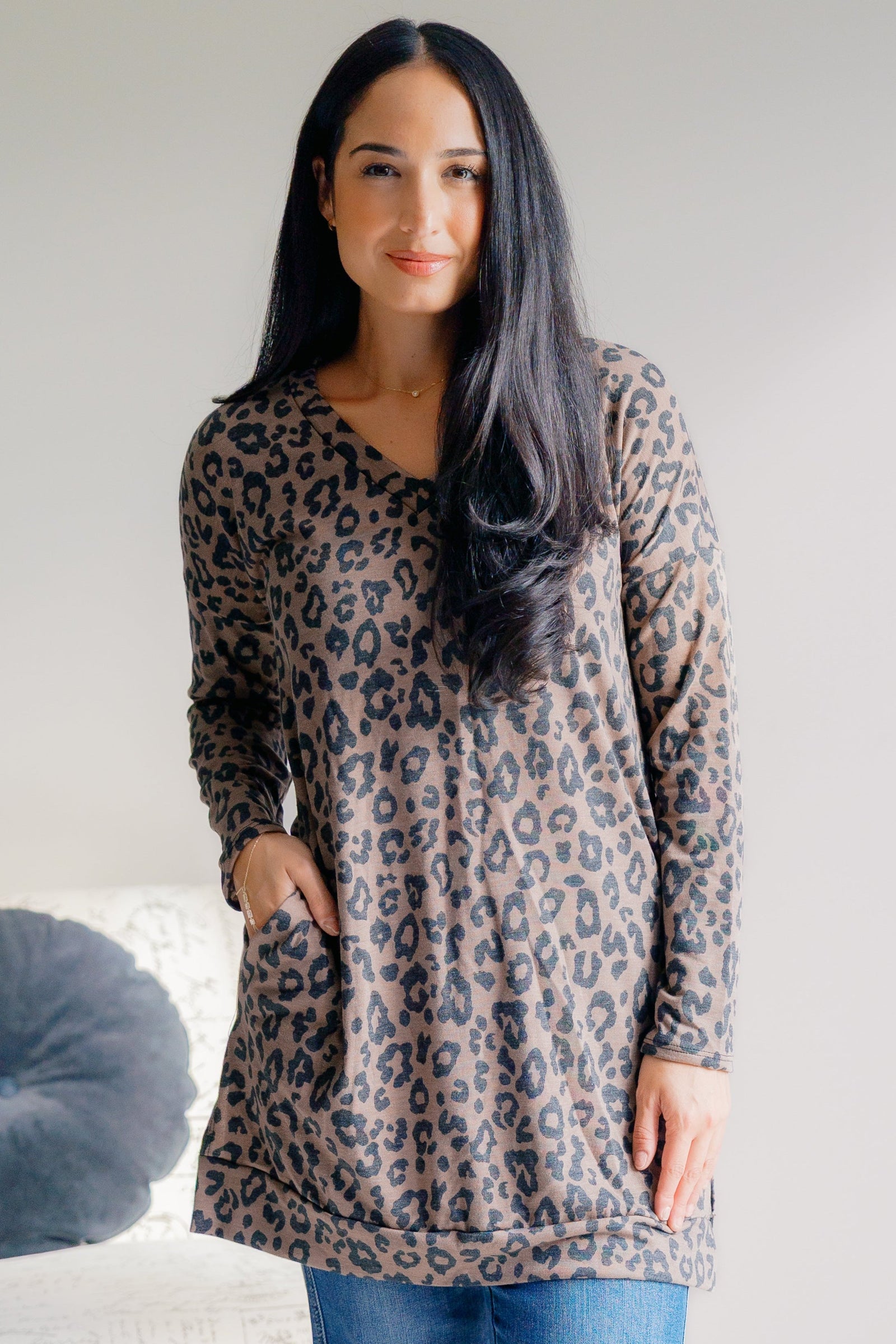 Leopard Lure V-Neck Tunic