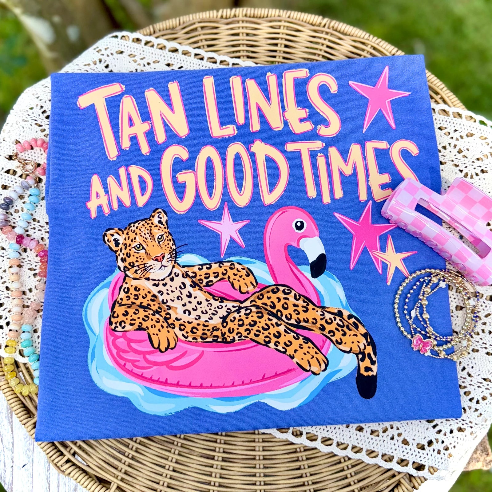Tan Lines & Good Times Tee: Flo Blue