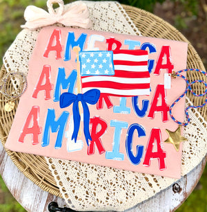 America Stacked Tee: Peachy