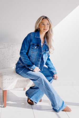 Sea Spray Frayed Jacket: Medium Wash