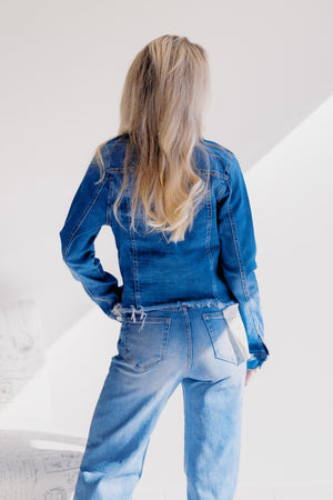 Sea Spray Frayed Jacket: Medium Wash