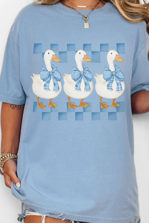 Nostalgic Goose Tee: Washed Denim