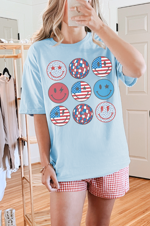 DEAL USA Smileys Tee: Light Blue