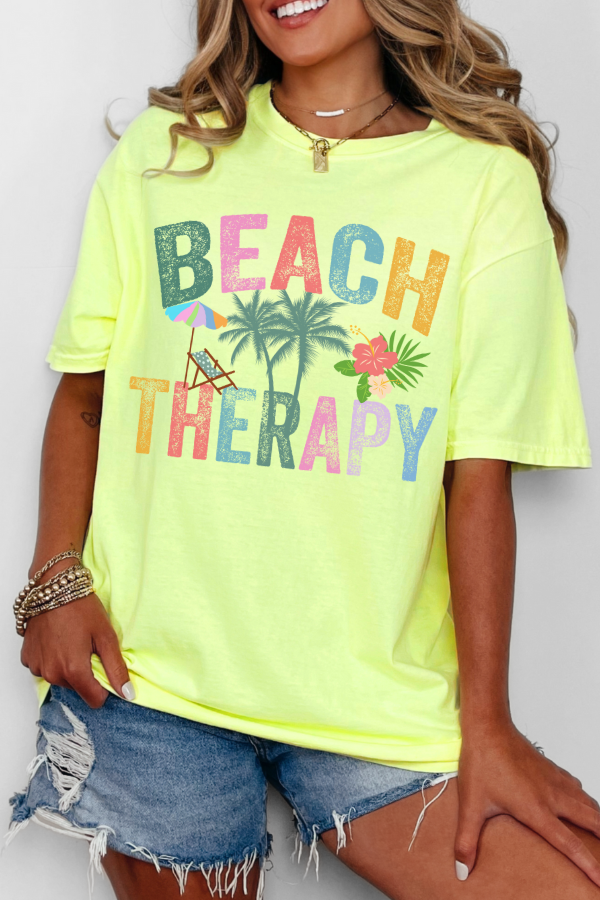 Beach Therapy Tee: Neon Lemon