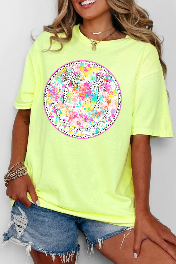 Summer Smiley Tee: Neon Lemon