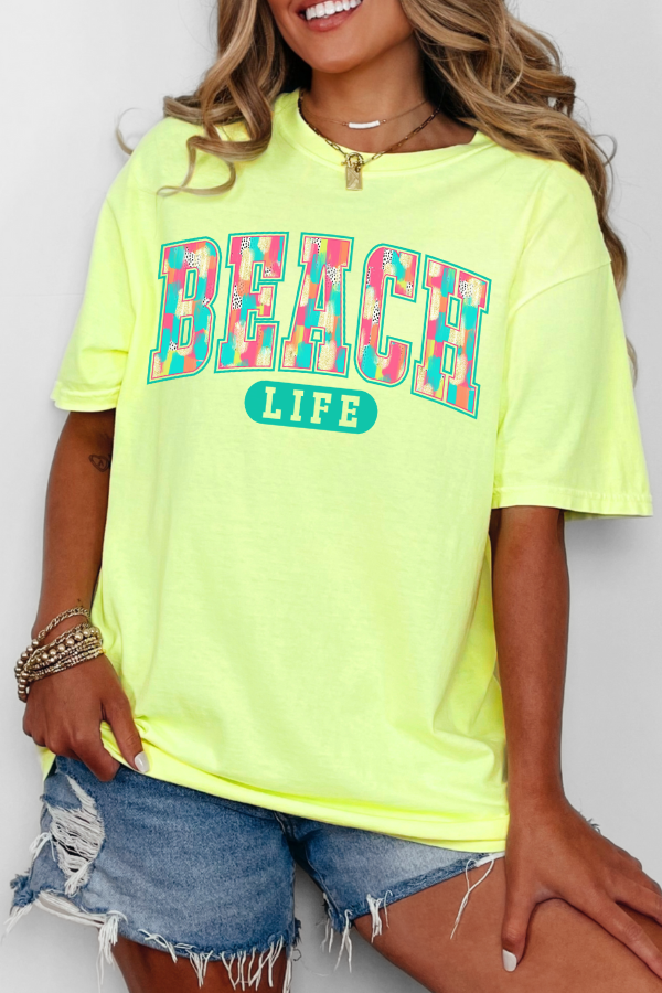 Beach Life Tee: Neon Lemon