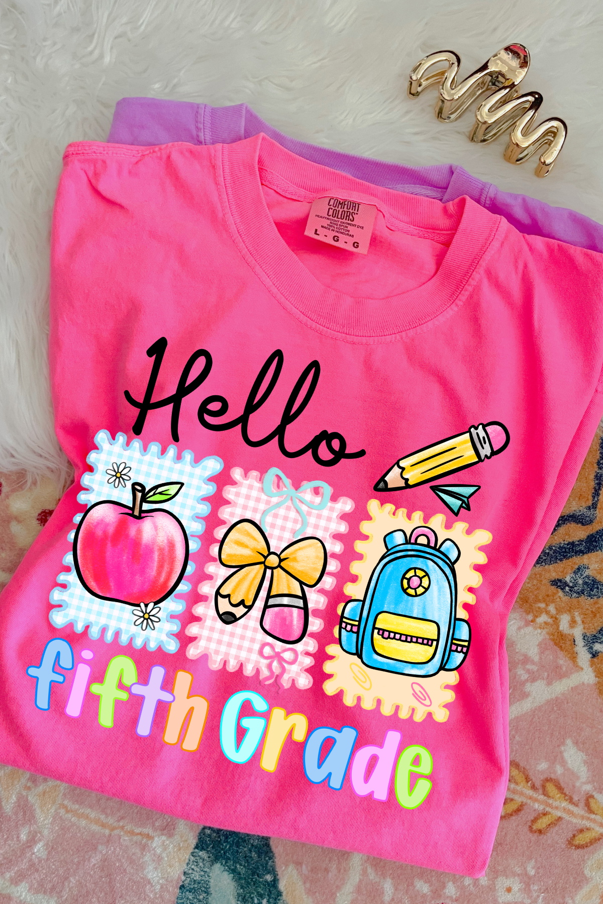 Hello {Grade} Back School Tee: Neon Pink (Youth + Adult)