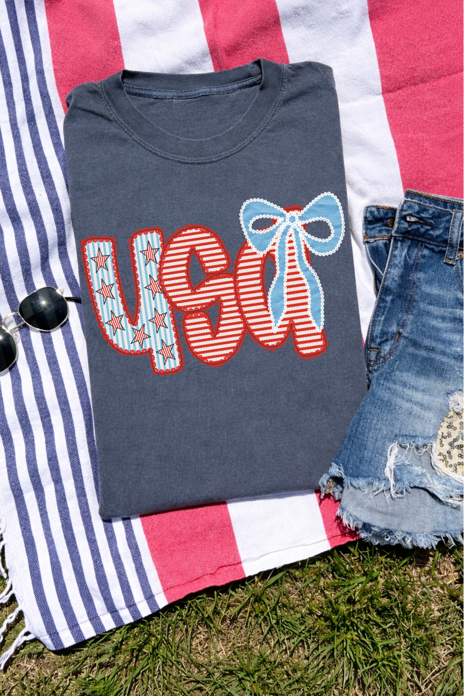 USA Seersucker Tee: Pepper