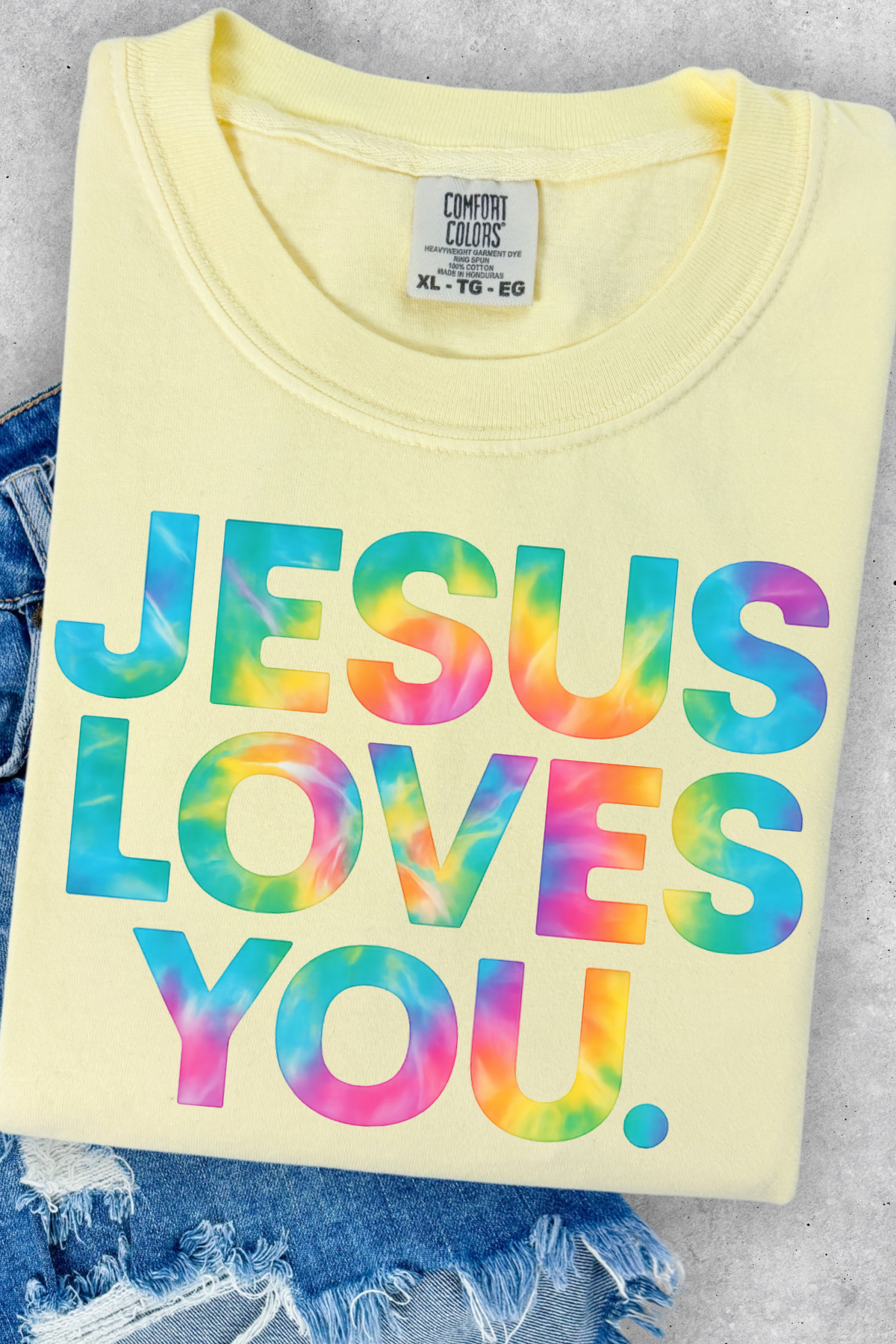 Jesus Loves You Tee: Banana (Tie Dye)