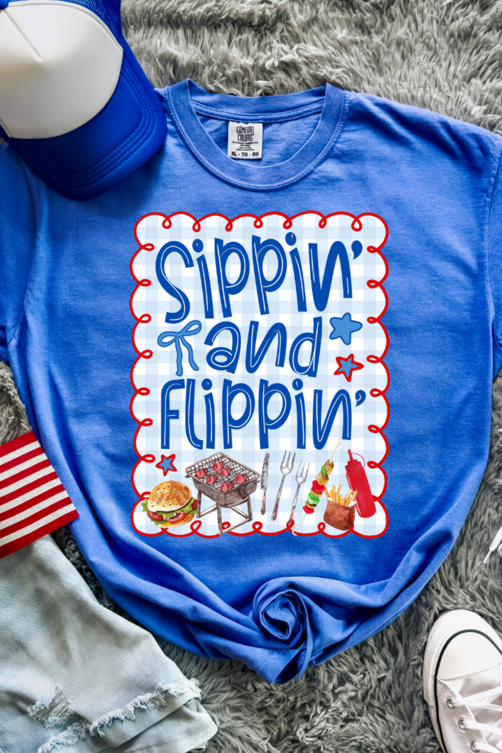 Sippin' and Flippin' Tee: Flo Blue