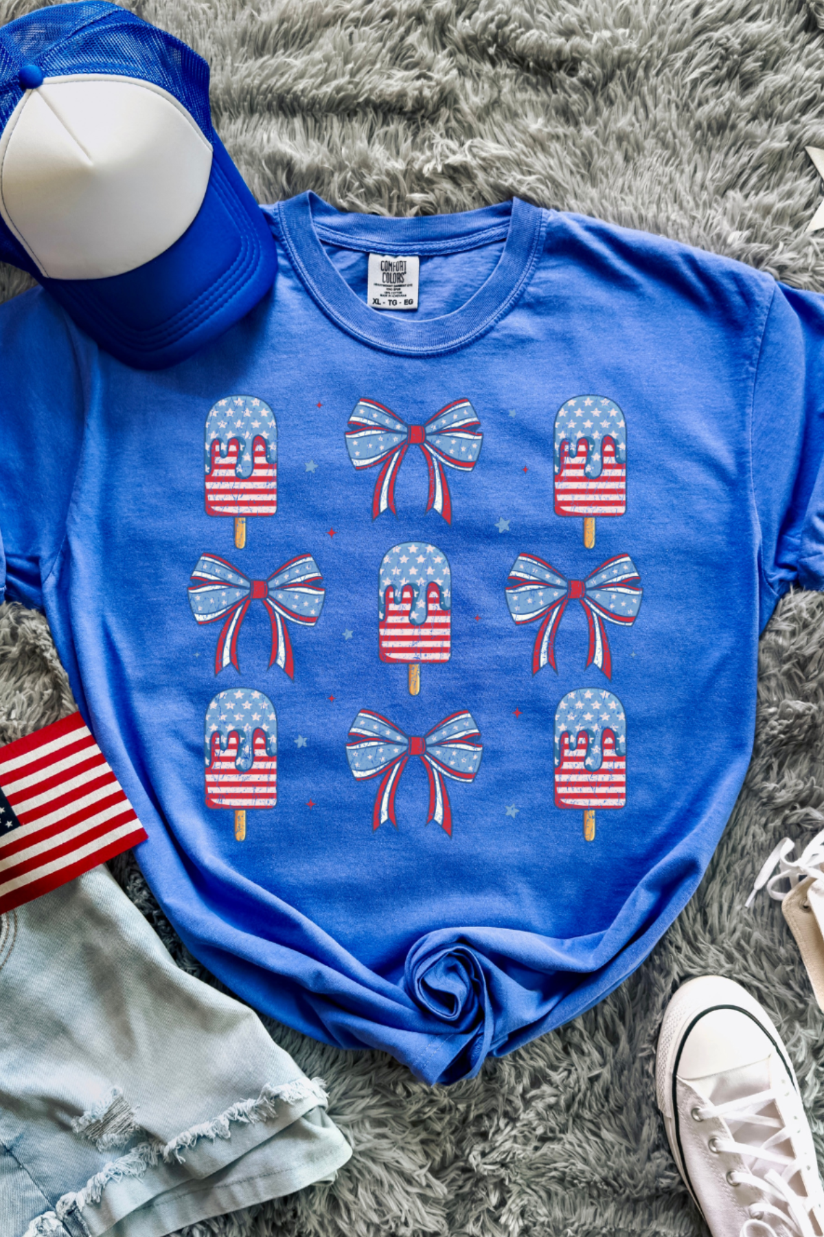 Fourth of July Ice Cream Tee: Flo Blue