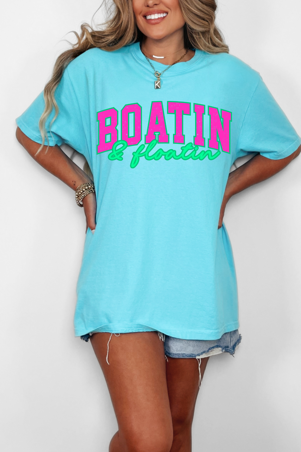 Boatin' and Floatin' Tee: Lagoon Blue