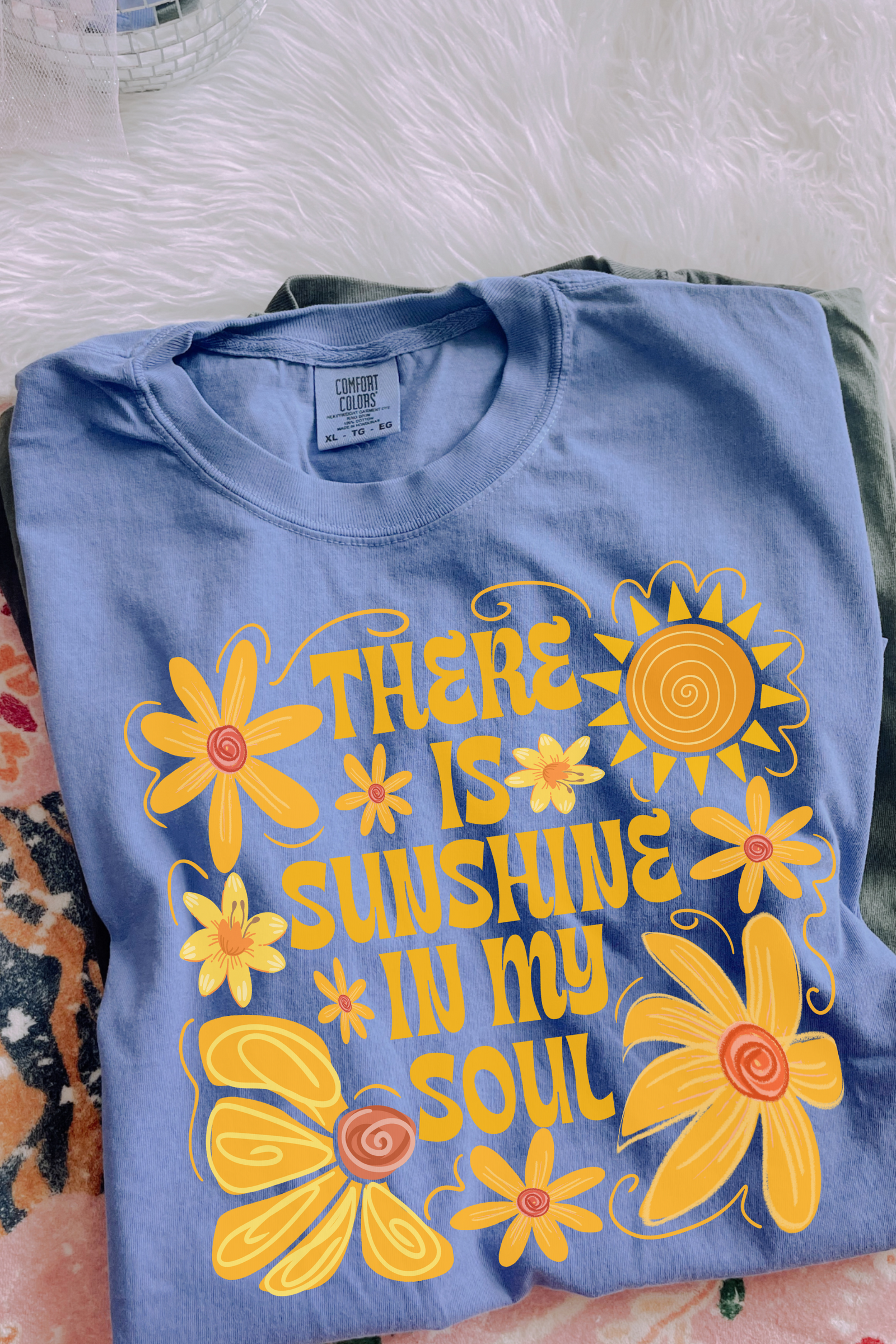 There is Sunshine in My Soul Tee: Flo Blue