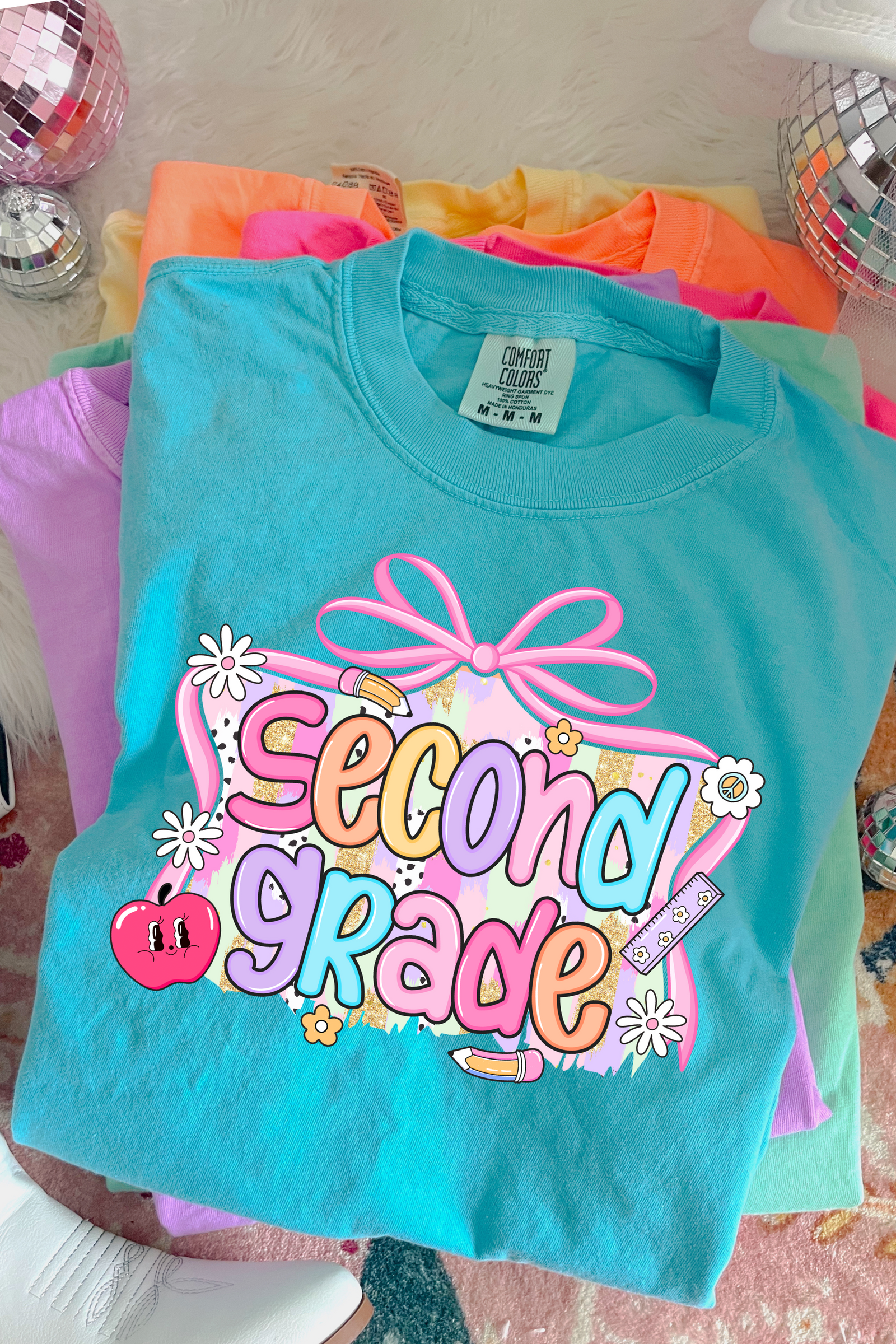 Bow Back To School Tee: Lagoon Blue (Youth + Adult)