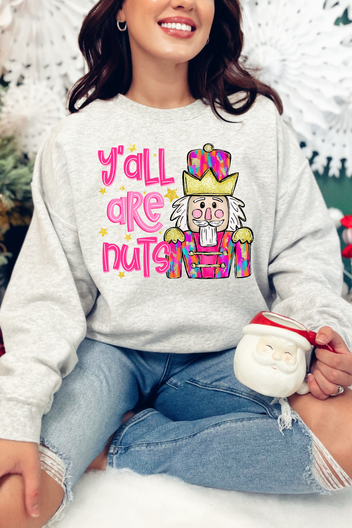 Y'all Are Nuts Crewneck Sweatshirt: Ash