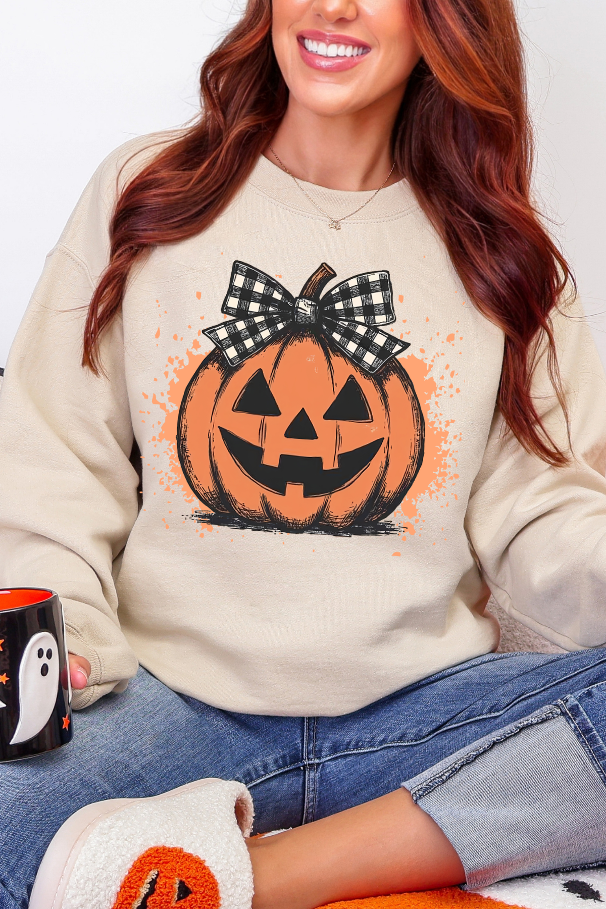 Retro Pumpkin Crewneck: Sand