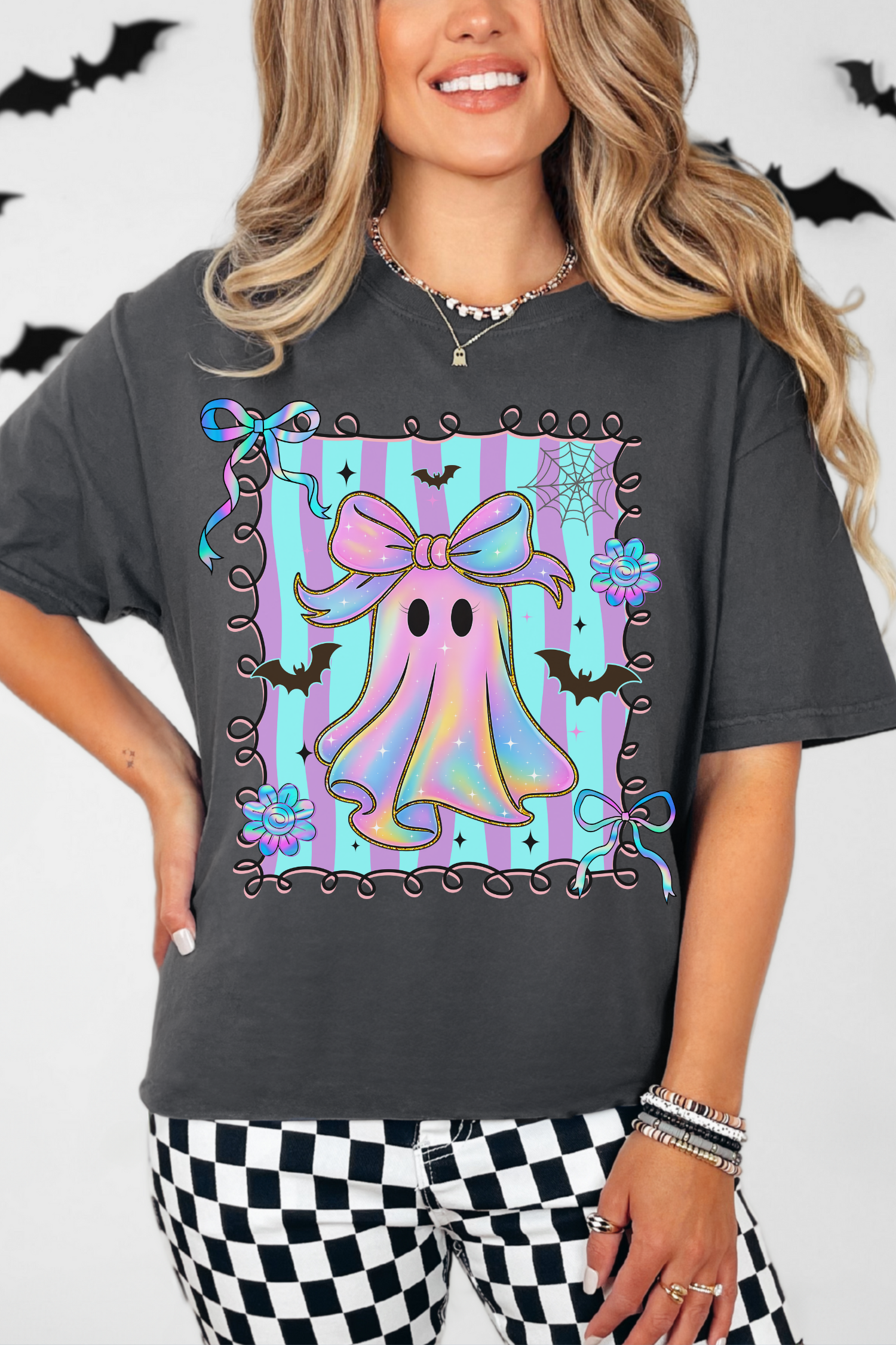 Iridescent Framed Ghost Tee: Graphite