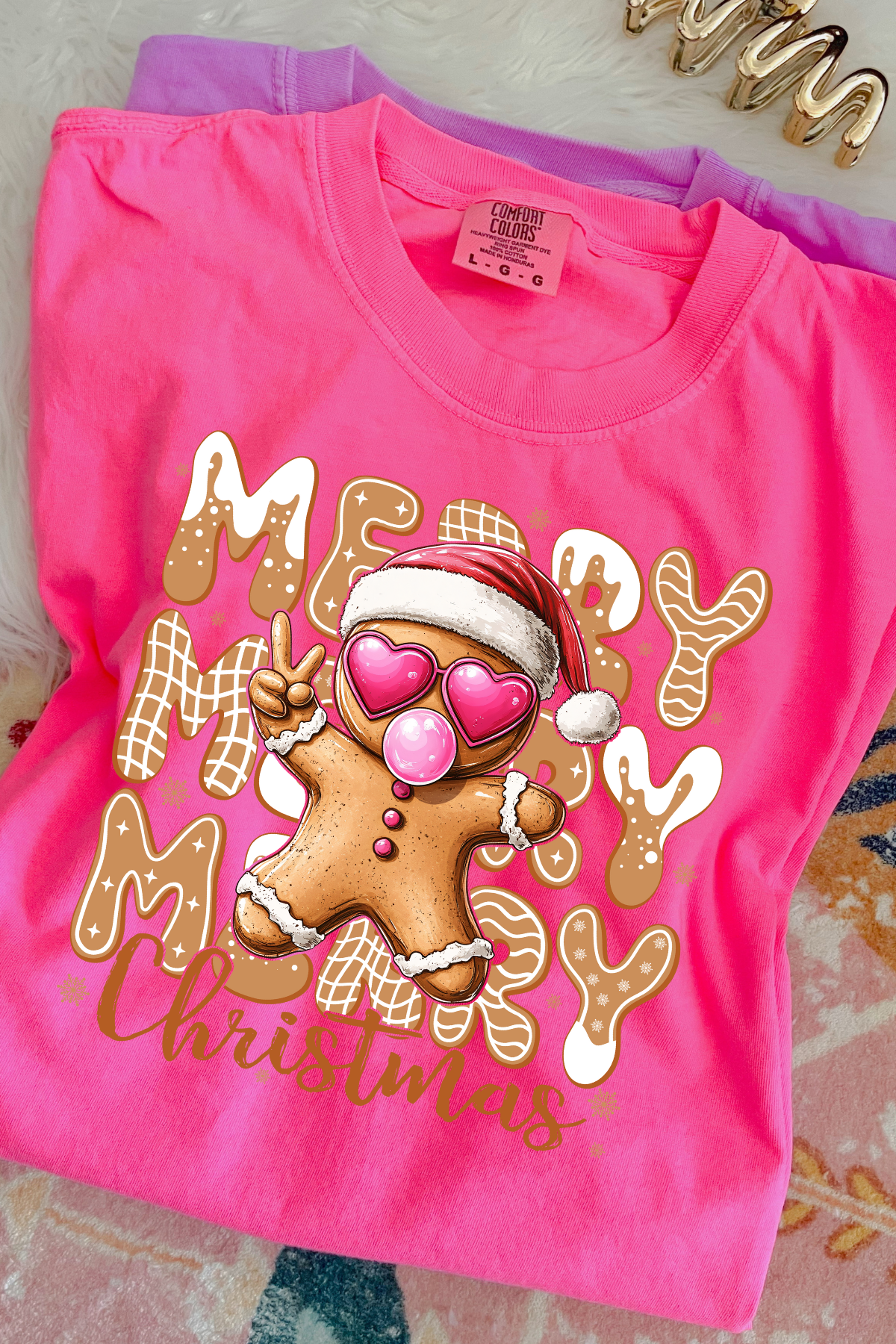 Bubblegum Gingerbread Man Tee: Neon Pink