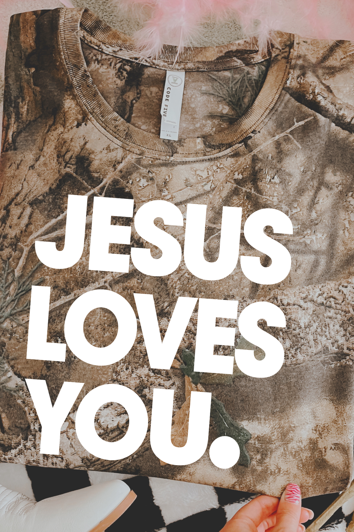 Jesus Loves You Tee: Camo