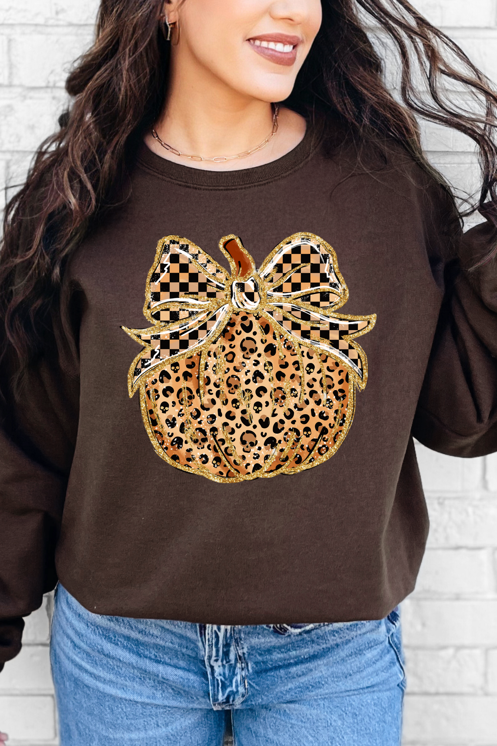Leopard Pumpkin Sweatshirt: Chocolate