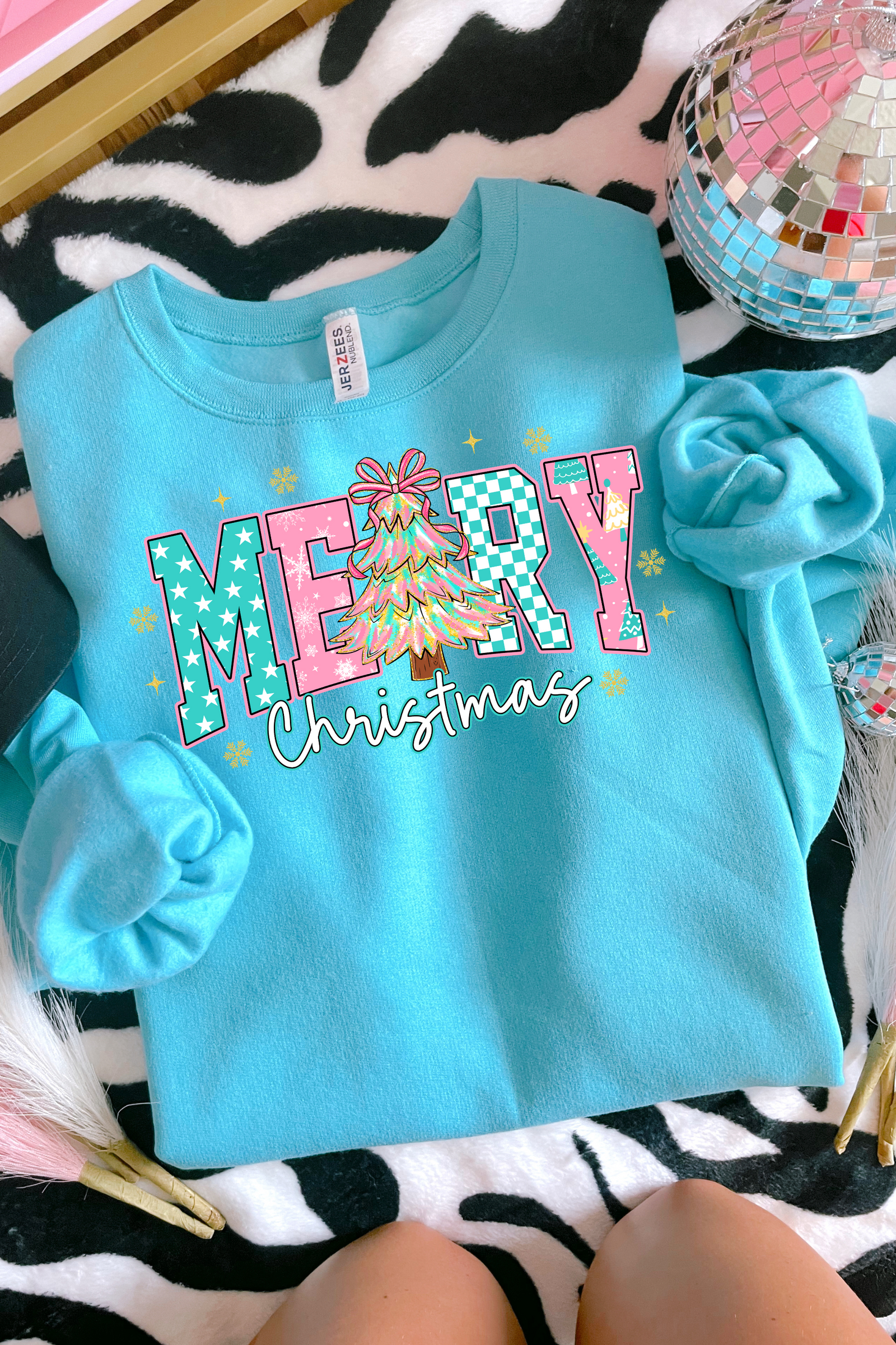 Merry Christmas Crewneck Sweatshirt: Scuba Blue