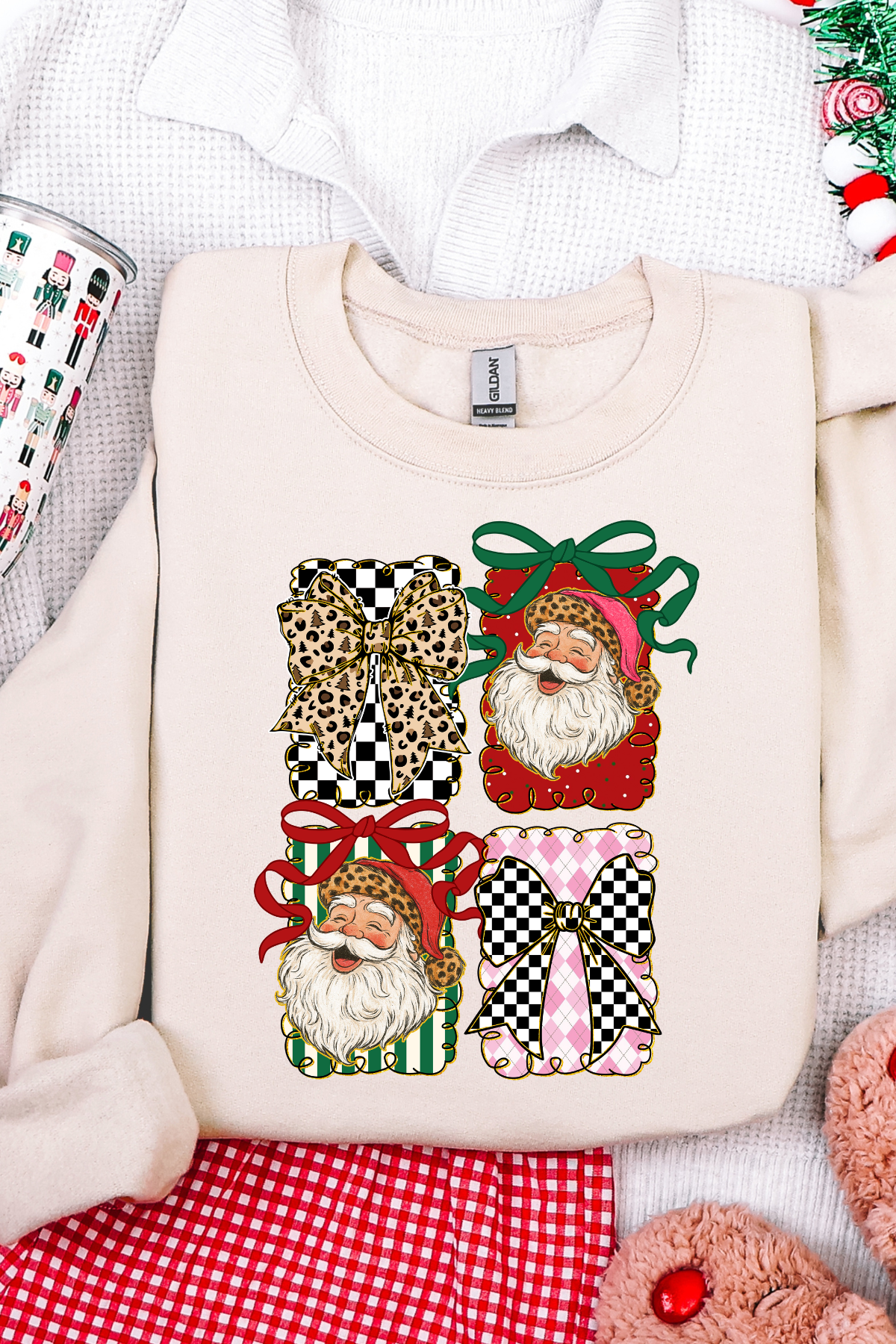 Vintage Santa Crewneck Sweatshirt: Sand
