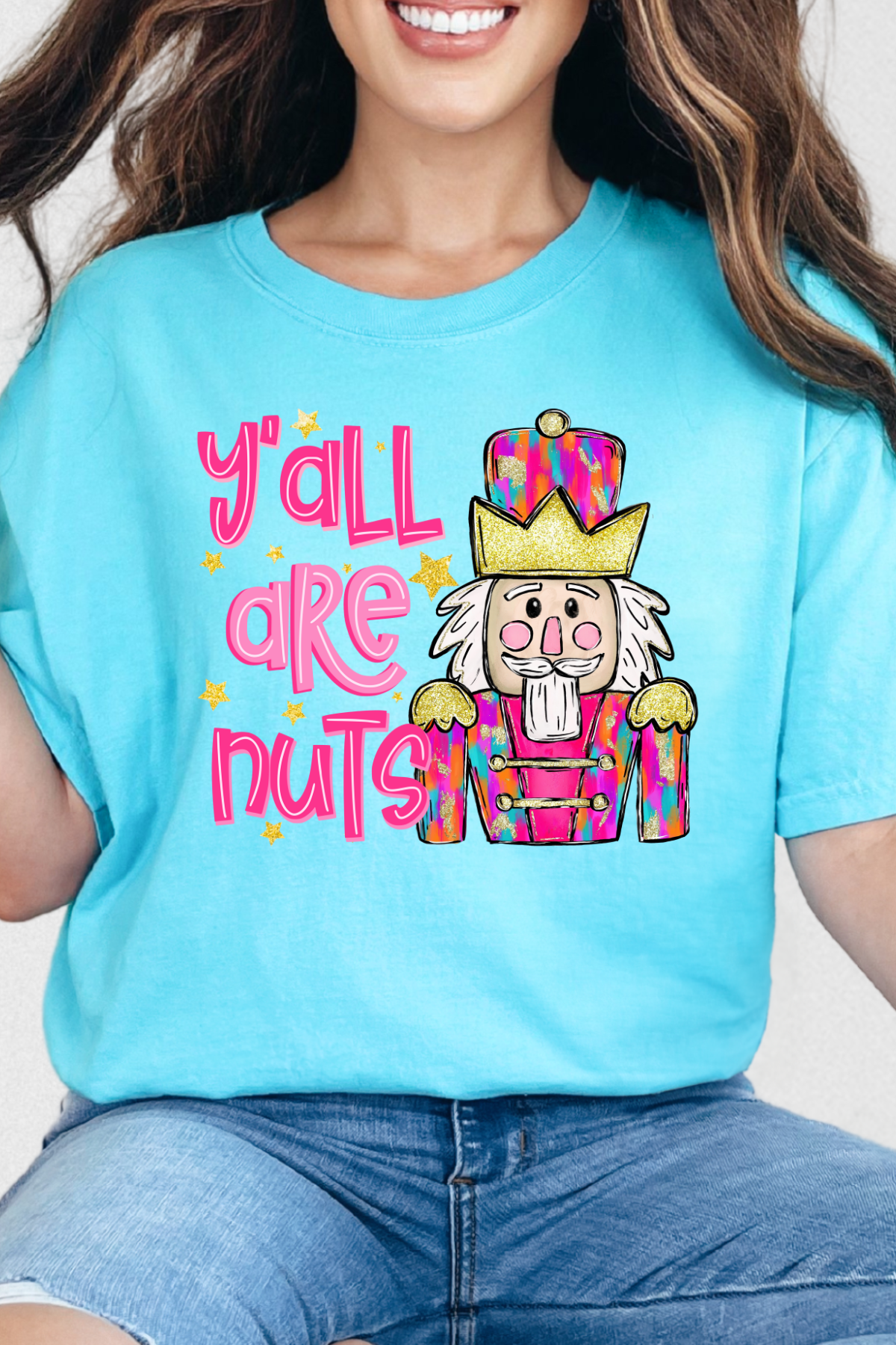 *Black Friday* Y'all Are Nuts Tee: Lagoon Blue