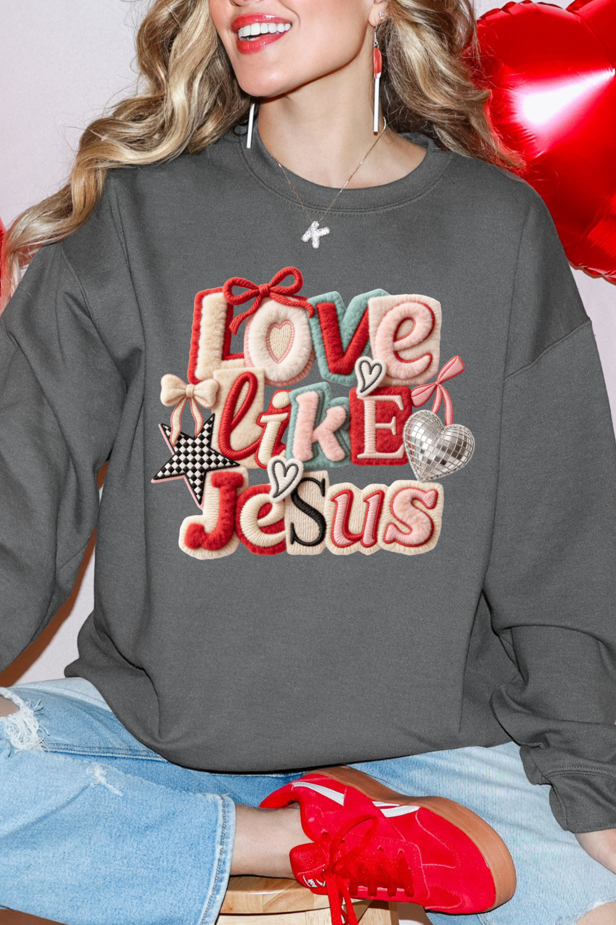 Love Like Jesus Crewneck Sweatshirt: Charcoal