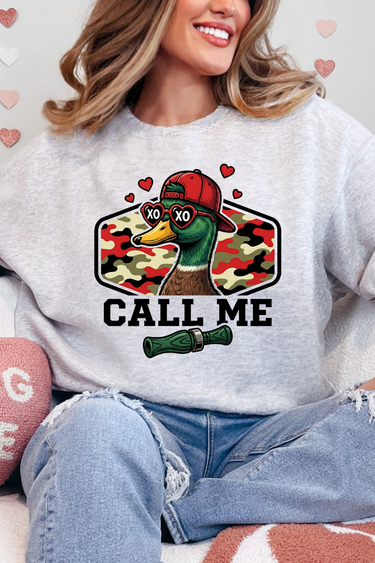 Call Me Duck Crewneck Sweatshirt: Ash
