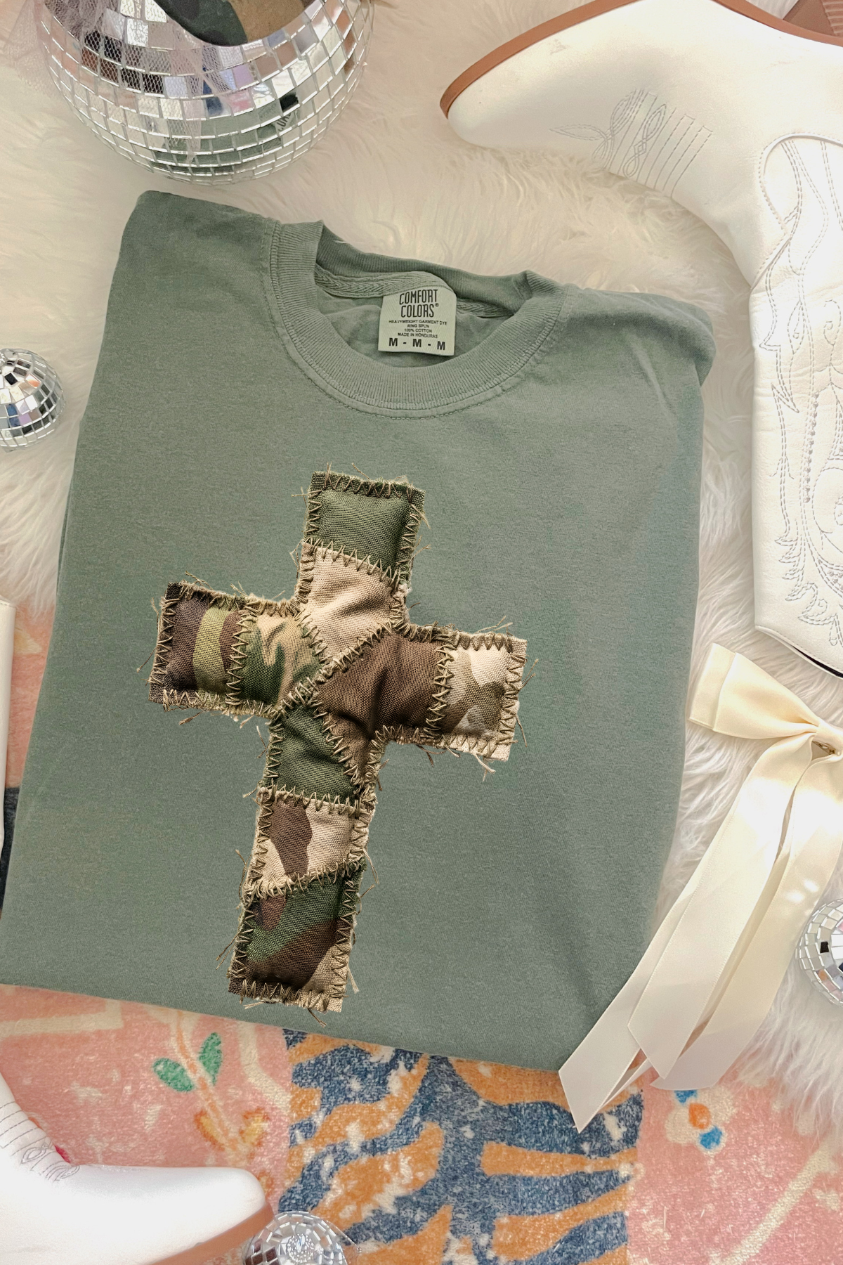 Camo Cross Tee: Moss