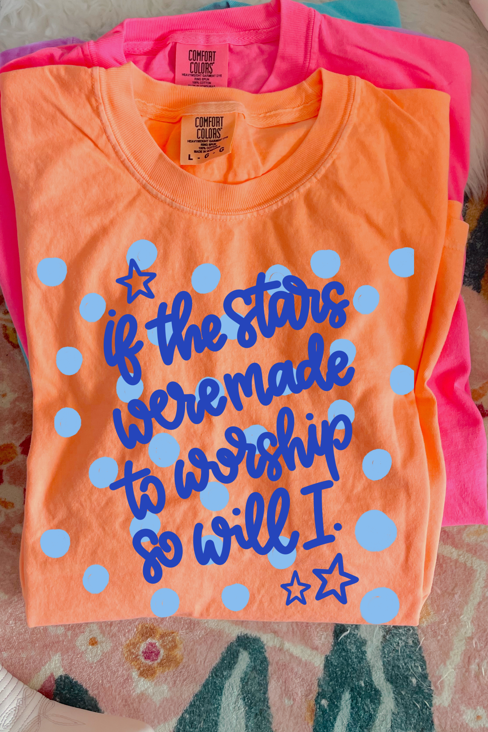 If the Stars Were Made to Worship Dots Tee: Neon Cantaloupe