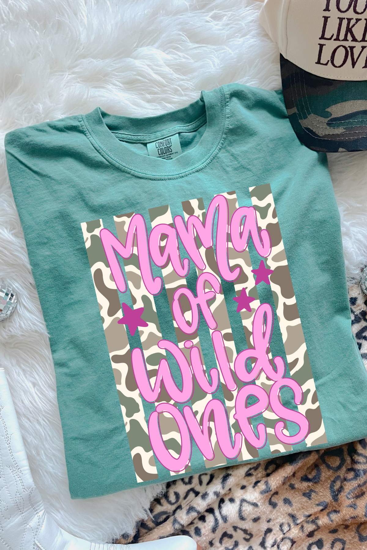 Mama of Wild Ones Tee: Light Green