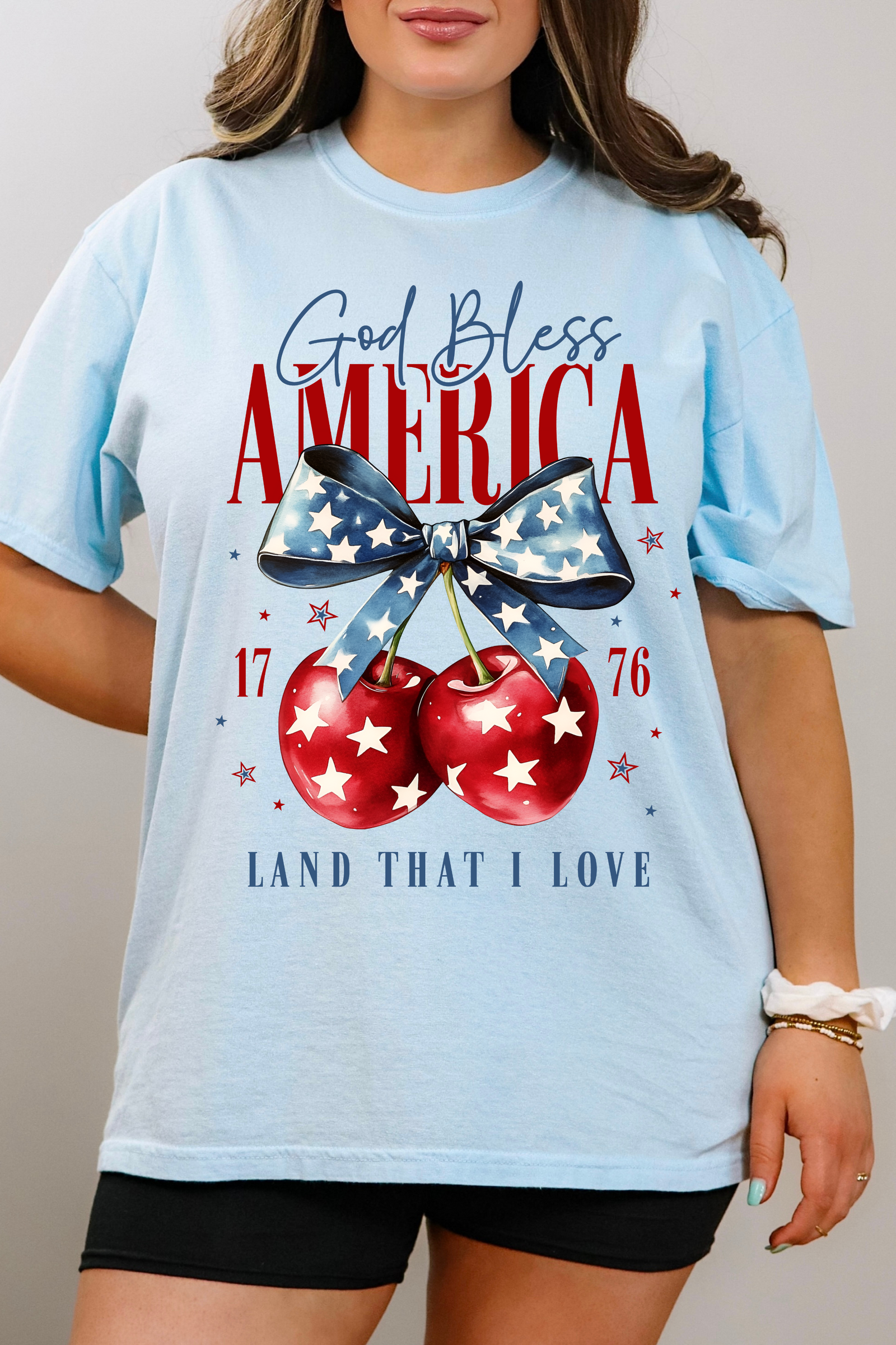 God Bless America Tee: Chambray
