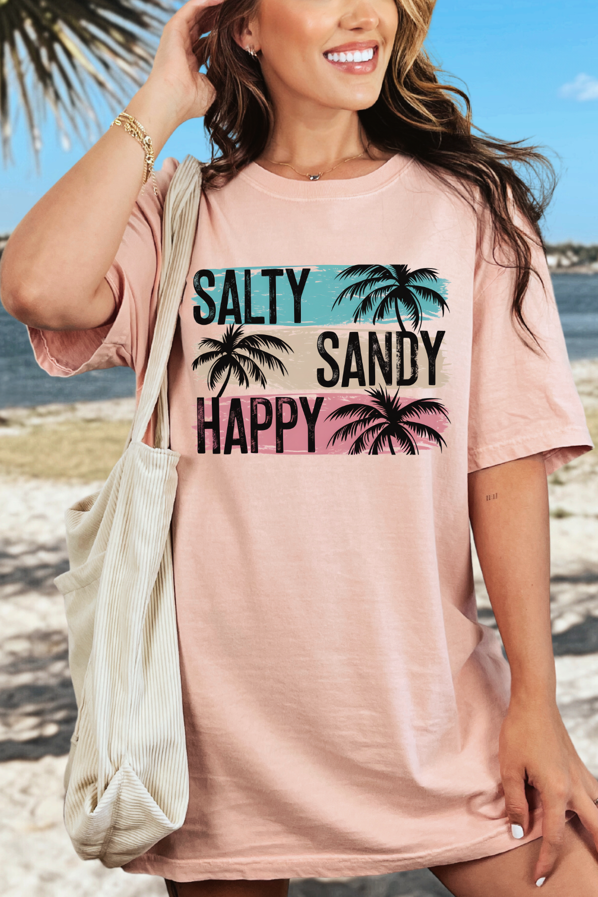 Salty Sandy Happy Tee: Peachy